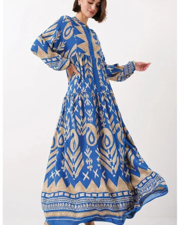 Rochie maxi, HiCCUP, viscoza, Albastru
