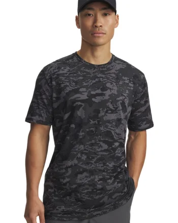 Tricou cu model si decolteu la baza gatului, Negru/Negru stins