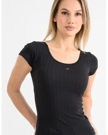 Tricou uni slim fit, Negru