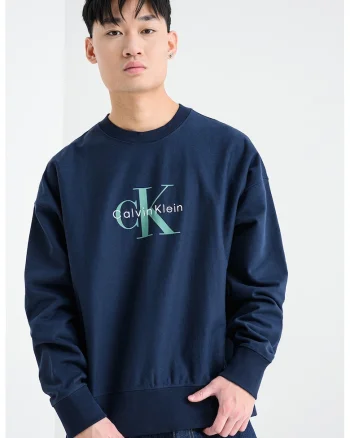 Bluza de trening din amestec de bumbac cu imprimeu logo, Albastru ultramarin/Verde aquamarin