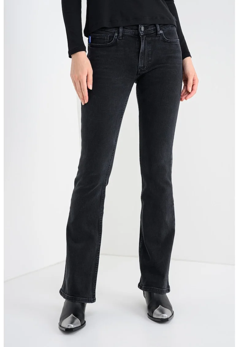 Blugi bootcut cu talie joasa Getti, Negru