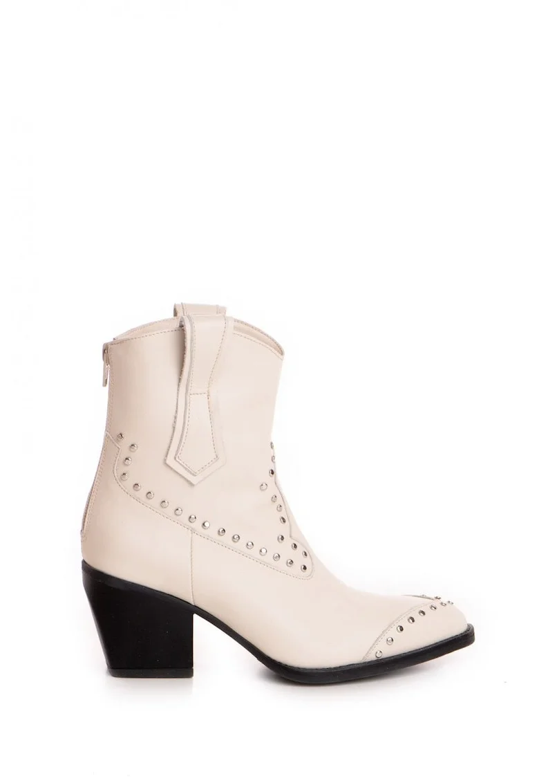 Botine cowboy din piele, cu nituri metalice Lillian