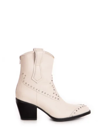 Botine cowboy din piele, cu nituri metalice Lillian