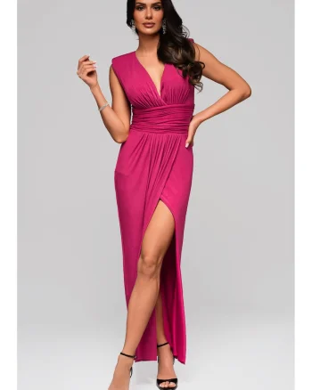 Rochie de seara maxi  LA-OM-DLR084, Fucsia, Fucsia