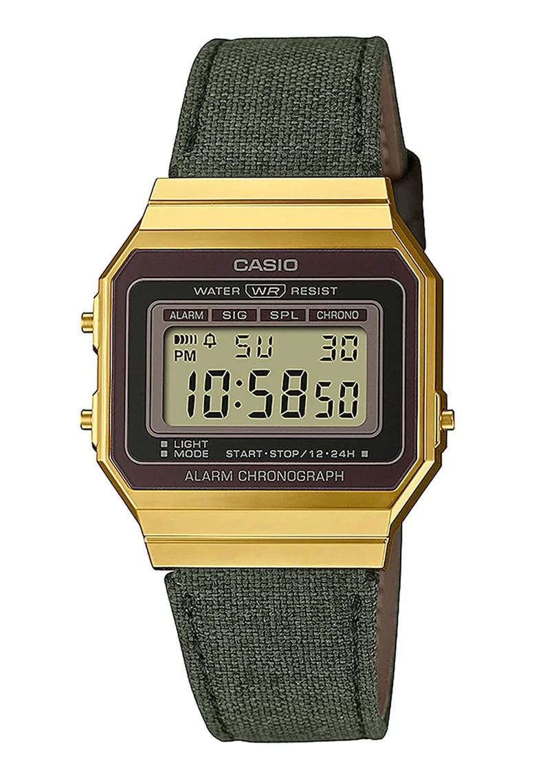 Ceas unisex digital cu o curea textila, Verde militar