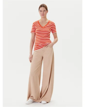 Tricou dama,  Portocaliu/Alb, Dungi
