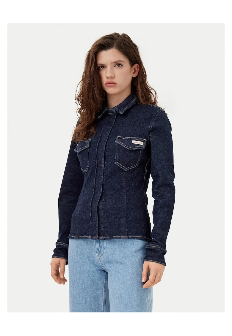 Camasa din denim pentru femei  bleumarin