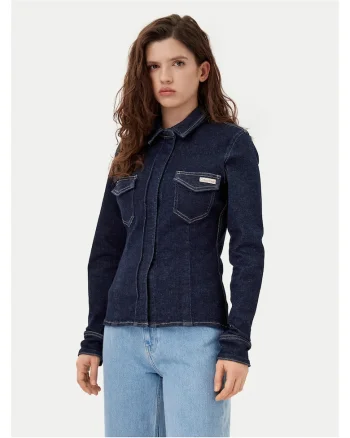 Camasa din denim pentru femei  bleumarin
