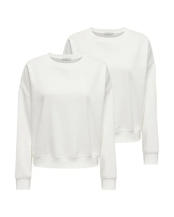 Set de bluza de trening cu decolteu la baza gatului si maneci cazute - 2 piese, Alb