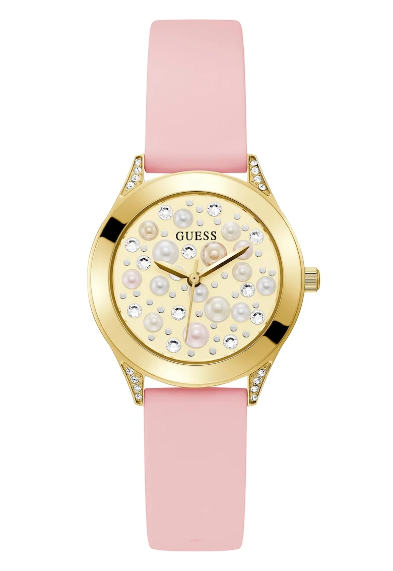 Ceas quartz cu o curea de silicon, Roz