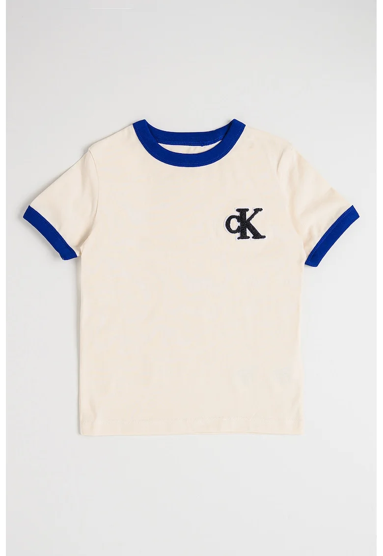Tricou regular fit de bumbac, Albastru inchis/Bej