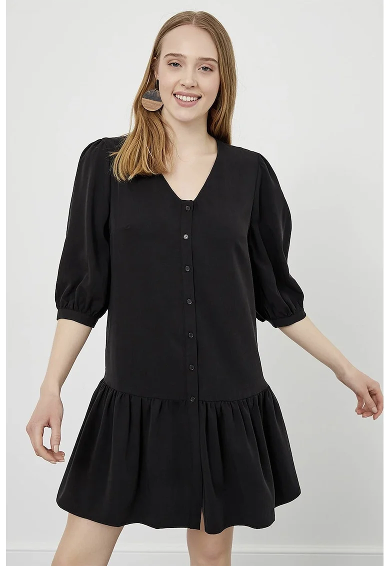 Rochie lejera cu maneci 3/4, Negru