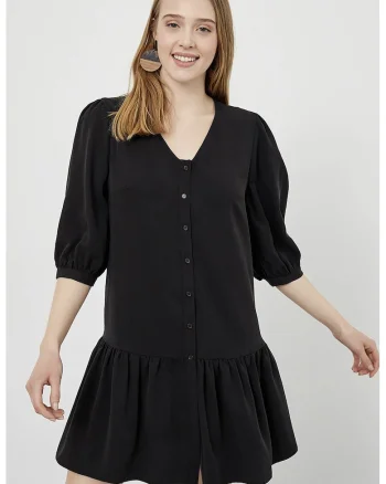 Rochie lejera cu maneci 3/4, Negru