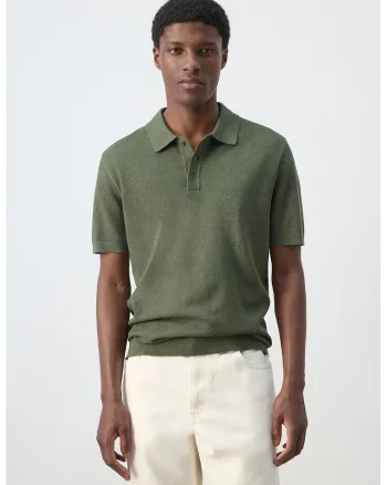 Tricou polo regular fit din amestec de bumbac, Verde padure