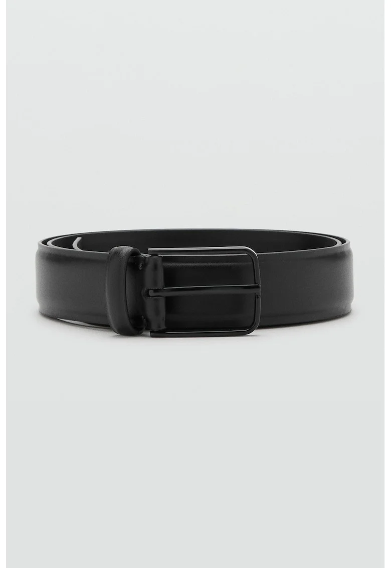 Curea din piele cu model uni, Negru