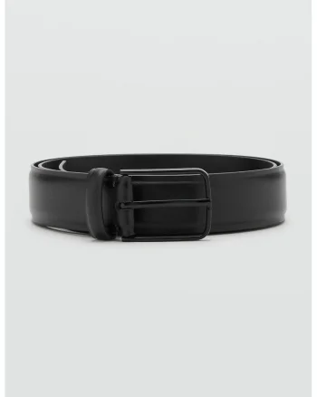 Curea din piele cu model uni, Negru