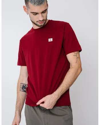 Tricou de bumbac cu insigna logo, Visiniu
