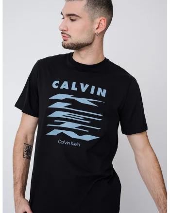 Tricou de bumbac cu logo, Negru/Albastru