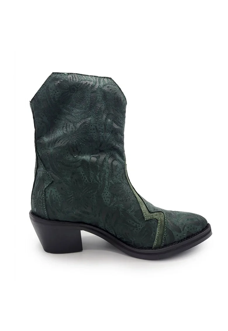 Ghete cowboy de piele intoarsa, Verde inchis