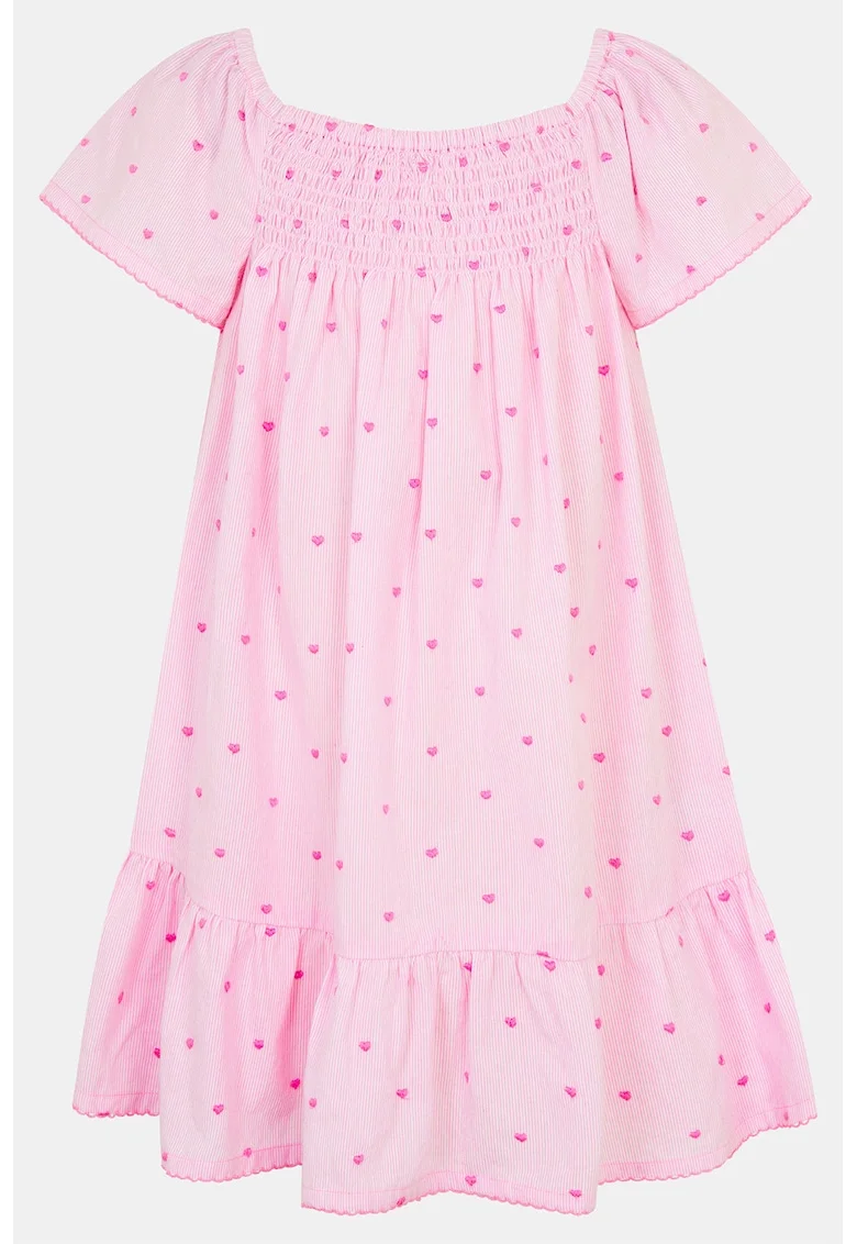 Rochie evazata cu model, Roz pastel