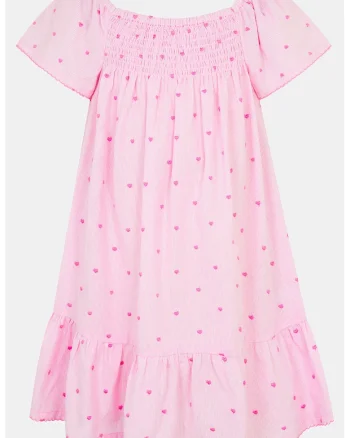 Rochie evazata cu model, Roz pastel