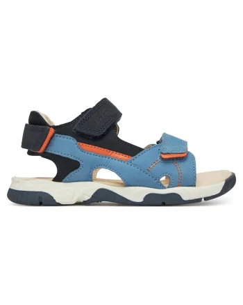 Sandale baieti,  albastru, piele naturala, sistem inchidere Velcro,