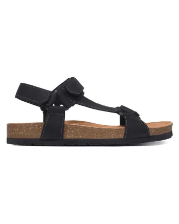 Sandale baieti,  piele nabuc, negru, sistem inchidere Velcro