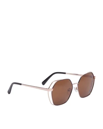 Ochelari de soare  aurii unisex cu protectie UV400 si toc