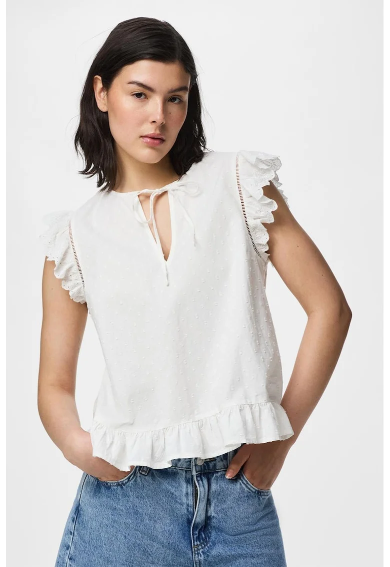 Bluza uni din bumbac organic, Alb