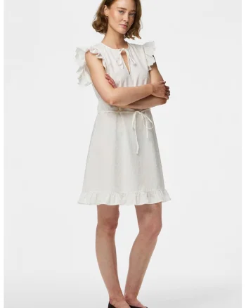 Rochie midi evazata din bumbac organic, Alb murdar