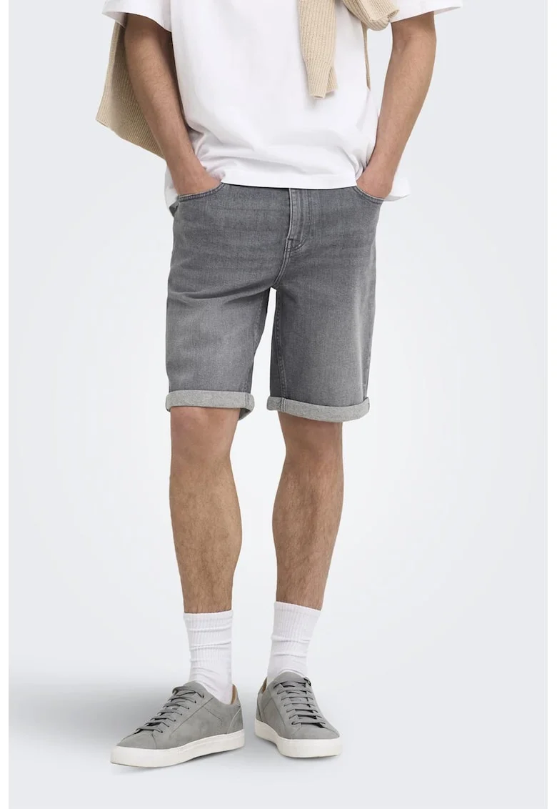 Blugi scurti regular fit Ply, Gri