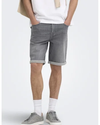 Blugi scurti regular fit Ply, Gri