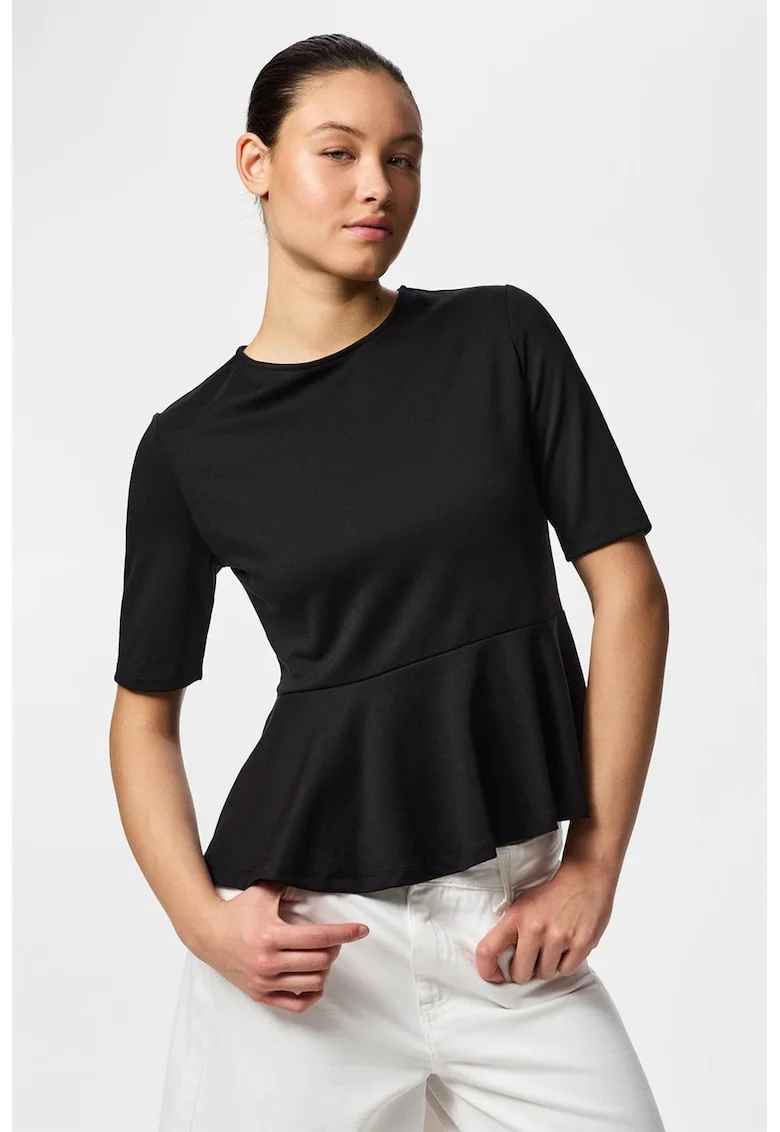 Tricou cu peplum, Negru