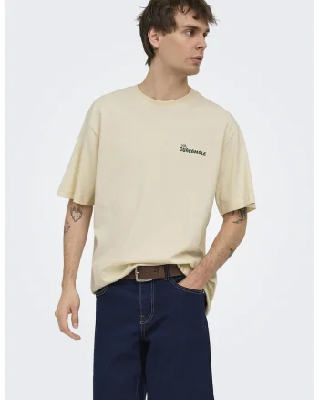 Tricou de bumbac organic cu maneci cazute, Verde/Bej deschis