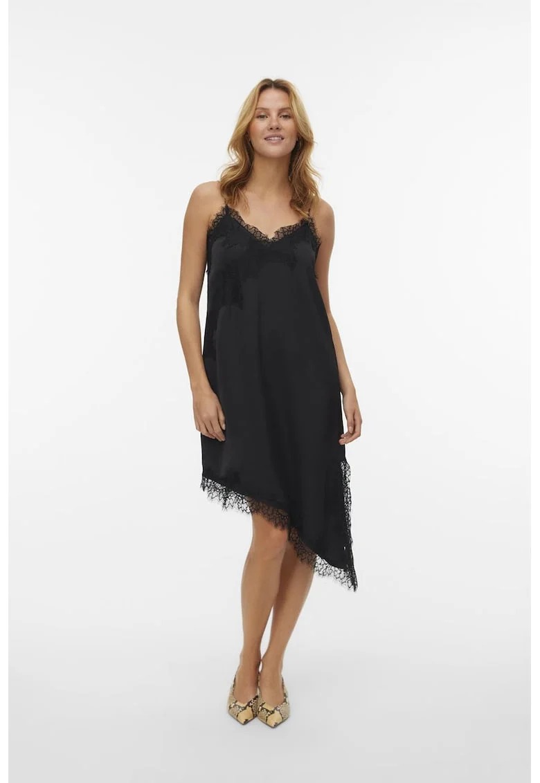 Rochie asimetrica de satin, Negru