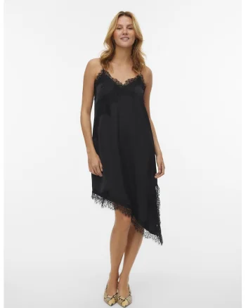 Rochie asimetrica de satin, Negru