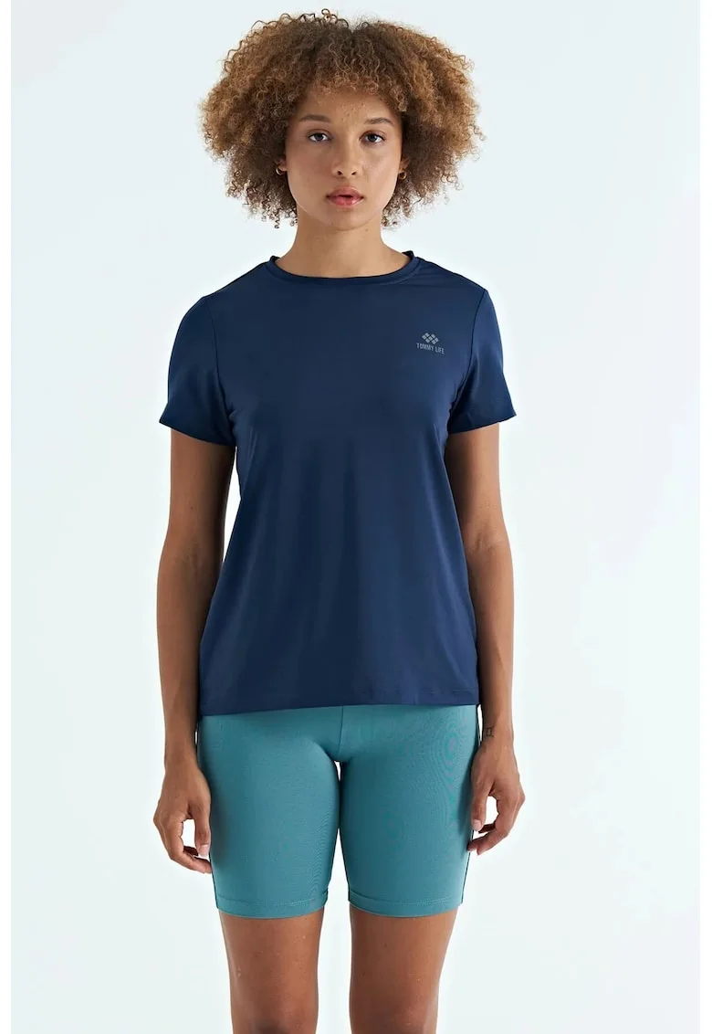 Tricou dama,  relaxat, albastru cobalt, poliester cu elastan
