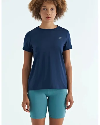 Tricou dama,  relaxat, albastru cobalt, poliester cu elastan