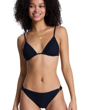Costum de baie cu doua piese cu aspect texturat, Negru