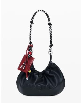Geanta de umar cu logo in relief, Rosu vintage/Negru antracit