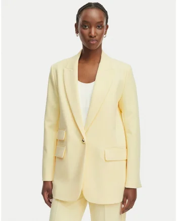 Sacou dama,  galben, casual, poliester-viscoza