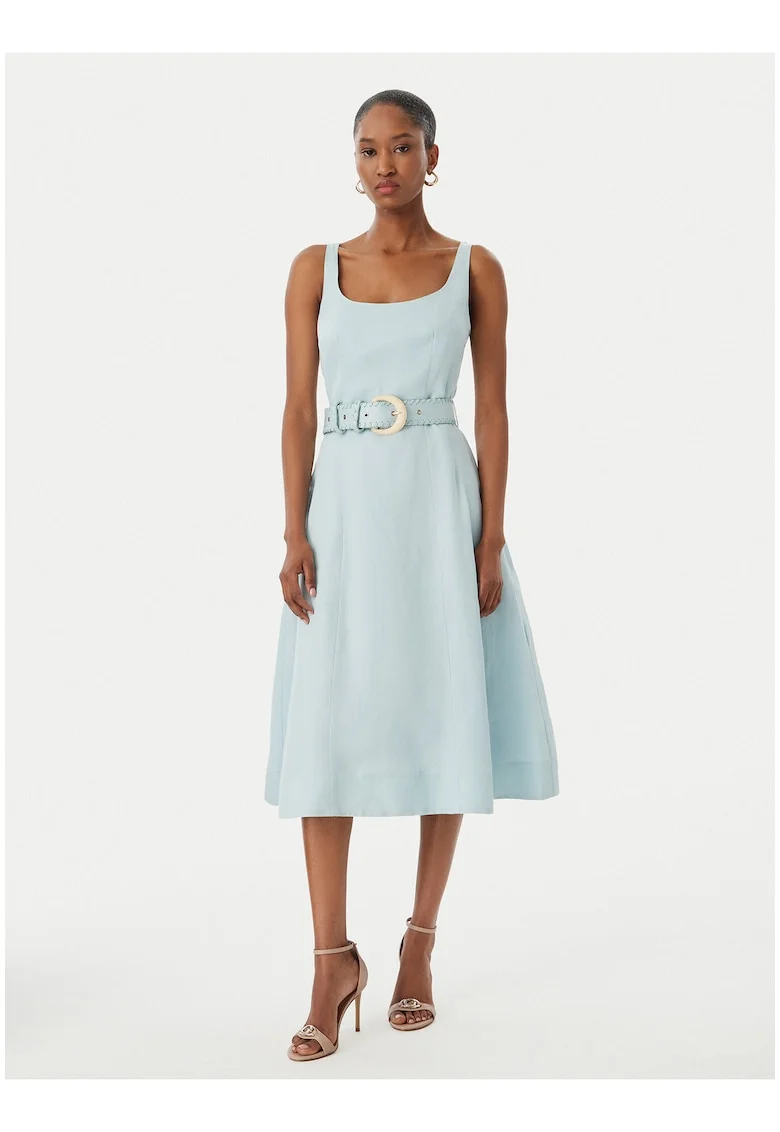 Rochie casual,  turcoaz, fara maneci, lyocell-in, Albastru