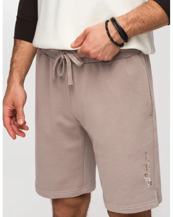 Pantaloni scurti regular fit cu snururi de ajustare, Maro taupe deschis