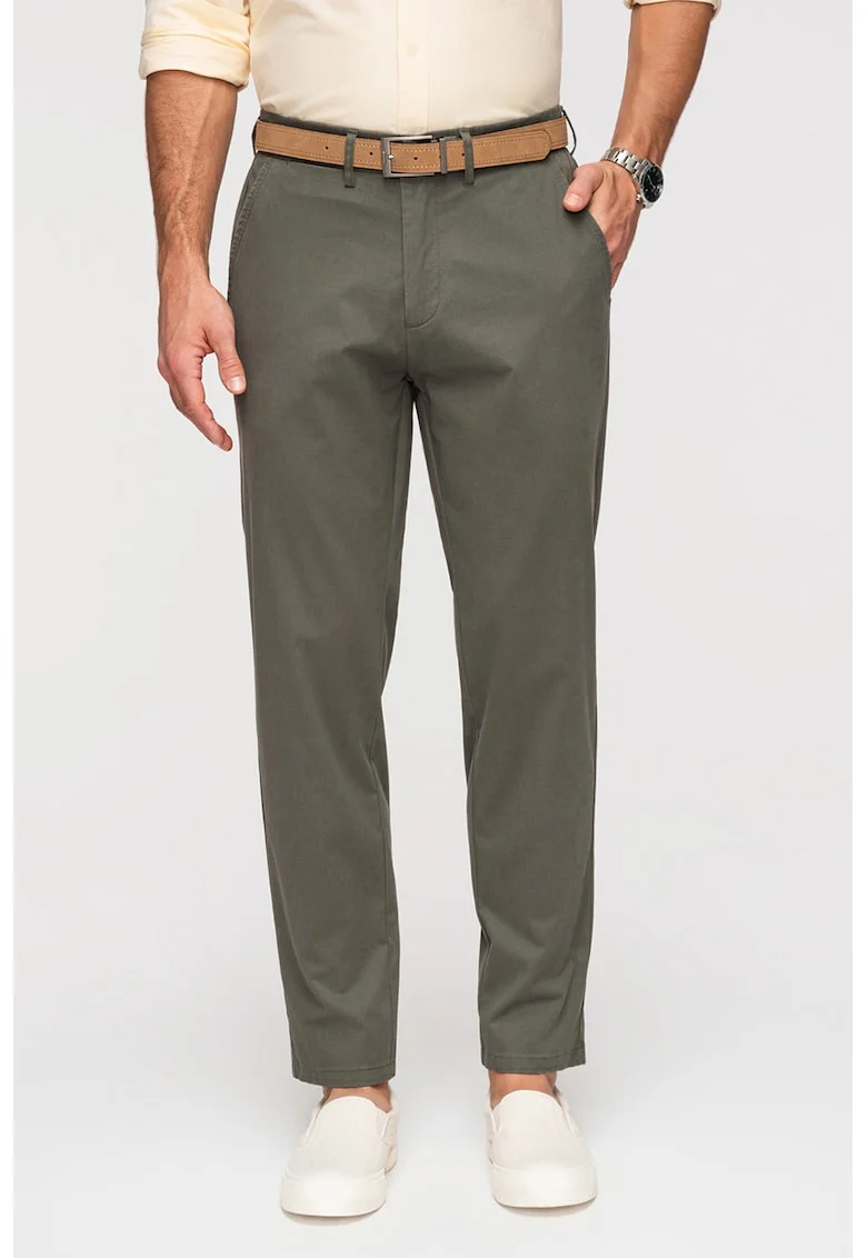 Pantaloni chino cu talie elastica, Kaki