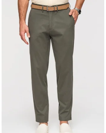Pantaloni chino cu talie elastica, Kaki