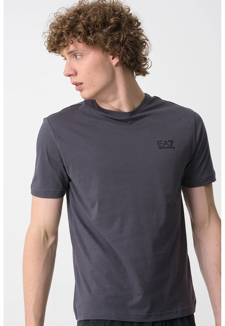 Tricou cu model uni Gircollo, Gri antracit