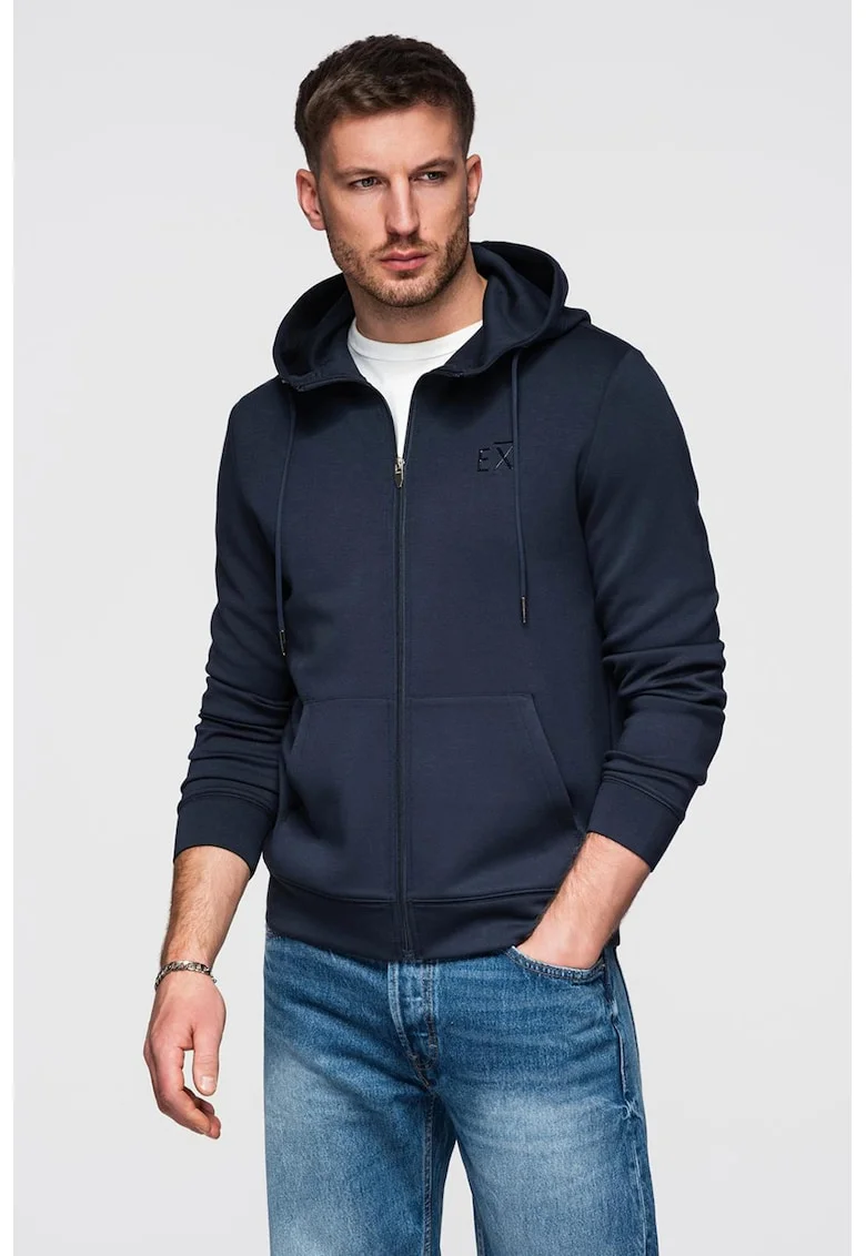 Hanorac regular fit cu fermoar, Bleumarin