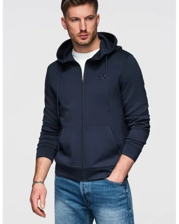 Hanorac regular fit cu fermoar, Bleumarin