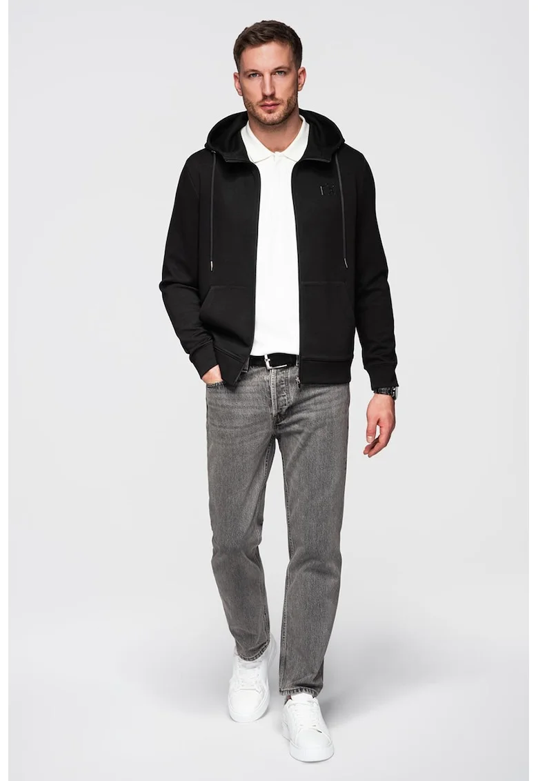 Hanorac regular fit cu fermoar, Negru