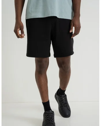 Pantaloni de trening din bumbac cu talie elastica, Negru